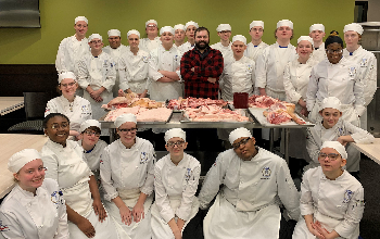 Josh Sampsell with JVS culinary students