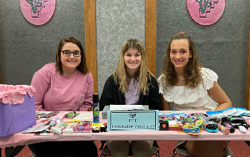Emma Hickman (Midview), Haleigh Polen (Wellington), Veronica Janosik (Amherst) collect items for McKenna’s Squad at the JVS Open House this past January